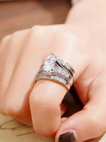 1 PC Gorgeous Cubic Zirconia Ring For Women For Wedding Engagement Party Jewelry Valentine's Day Gift - 1# - View 8