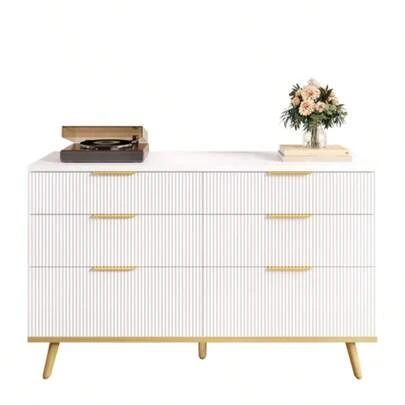 Modern 6-Drawer Chest With Wood-Effect Legs For Versatile Storage: Practical Storage Space, Elegance And Lightness, Ideal For The Living Room, Bedroom And Entrance.