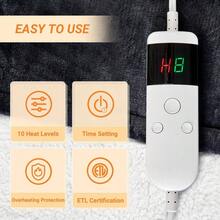 Manta Elctrica Trmica, Franela Suave 50 inchx60 inch Manta Trmica con 8 Horas de Apagado Automtico 10 Niveles de Calentamiento Rpido Lavable a Mquina Manta Trmica Sherpa con Proteccin - Gris + Manta (50" x 60") - Ver 4