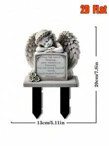 1pc Classic Angel Memorial Plaque, 7.8 "X6.29" Acrylic Garden , Ground Mounted, Weather Resistant Outdoor Decor, Easter Remembrance, Lenten Decor, No Electricity Required - 彩色 - 查看 3