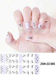 1 Blatt 14 Stück selbstklebende Gel-Nagellack Aufkleber, wasserfest & langanhaltend 3D Mode Nail Art Abziehbilder für Frauen, Mädchen, Heim-Feiern, Tanzpartys, Feiertage, Reisen, schnelle Maniküre, Burgund & Silber Glitzer Nägel - Mauve - Übersicht 7