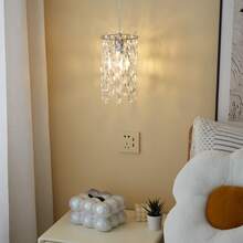 Modern Semi-Flush Mount Crystal Mini Pendant Light, Lattice Crystal Pendant Light, E14 Lamp Base (Bulb Not Included) Round Crystal Pendant Light, Suitable For Bedside Cabinet, Kitchen Island, Living Room, Kitchen And Hallway (Gold/Chrome) - 14cm/5.51inch - View 2