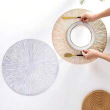 1/6pcs PVC Placemats Set, Suitable For Kitchen, Dining Table, Indoor/Outdoor, Washable, Heat-Resistant, Easy To Wipe, Also Can Be Used As Coasters, Applicable For Camping, Holidays, Weddings, Parties, Etc. - Silver - View 8