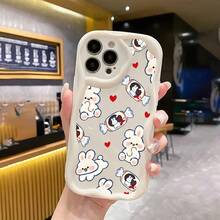 Cute Bunny Candy Pattern Phone Case White With Red Hearts And Chocolate Wrapper Design Dual Layer Shockproof Scratch Resistant Durable For Iphone 17 16 15 14 13 12 Plus 17 Pro 17 Pro Max 17 Air Perfect Christmas Gift For Friends Lovers Or Yourself - Black - View 4