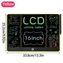 Tableta LCD para dibujo y escritura de 16 pulgadas para niños, color rosa/azul/negro - Lápiz óptico para volver a la escuela, pizarra educativa - Multicolor - Ver 12