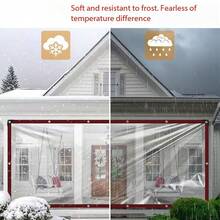 1件/多尺寸透明PE防水布，带加固孔眼，适用于户外花园防雨罩、庭院透明防水布、植物遮盖和露营。