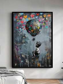 Impresión en lienzo de globo, arte callejero, pinturas en lienzo, carteles, grafiti de globo, decoración de pared moderna, decoración del hogar - Multicolor - Ver 3