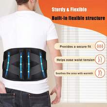 Cordless Heating Pad With Massager, Back Brace Heating Pad For Back Pain Relief, Heated Back Support Belt With 5 Heating & 3 Vibration Modes, Rechargeable Low Back Massager For Women Men - 黑色 - 查看 3