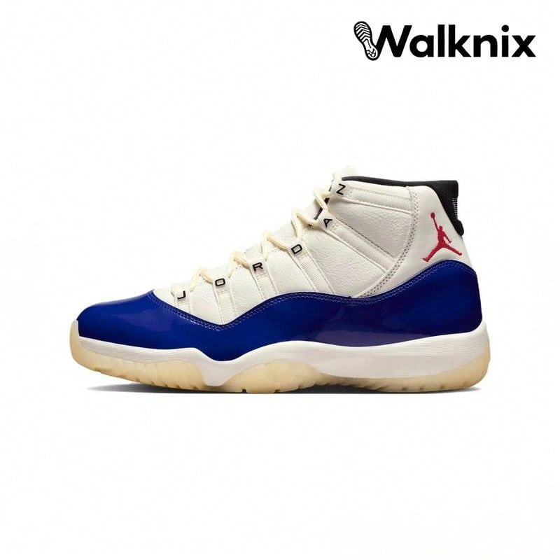 Air Jordan 11 Retro 'Rare Air' Blue Deep-Royal-Blue Fire-Red Sail Black Muslin Sneakers Men IH0296-400 - 彩色 - 查看 1