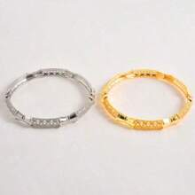 1 pieza Brazalete de mujer chapado en oro de 18K de cobre, adecuado para uso diario, novia, boda, fiesta - Multicolor - Ver 6
