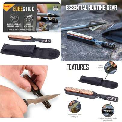 Smith's 50047 Edgesport - Afilador de cuchillo y punta ancha - Afilador portátil - Afilador de herramientas de caza y tiro con arco - Bolsa de transporte - Carburo y piedra de diamante - Afilador de(default)