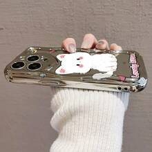 かわいい白ネコデザイン 電鍍防摔スマホケース for  17promax,16pro,15plus/14/13/12/11 衝撃吸収 保護性高い スタイリッシュ ユニークなデザインでスマホをカジュアルにアップグレード 持ちやすさ抜群 日常使いに最適 可愛 - シルバー - チェックする 9