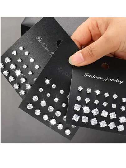 Women's Elegant Earring Set - Classic & Versatile, Synthetic Cubic Zirconia In Various Sizes, Suitable For Daily Wear And Parties, Unique Earrings