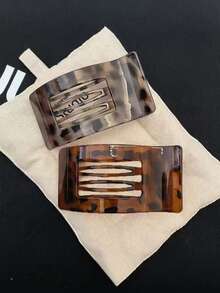 1个扁平方形豹纹发夹，适合女性，优雅简约，大号鳄鱼夹，后脑勺发爪，发夹，发卡，发箍，优雅发饰，优雅爪夹，冬季发饰，圣诞礼物，女士礼物，发饰，创意女士礼物，美丽圣诞礼物，女士时尚发夹，优雅发爪夹，女士发饰 - 彩色 - 查看 3