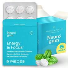 Neuro Energy Caffeine Gum/Nints For Energy &Focus -Sugar-Free With L Theanine, Caffeine, VitaminB12 & Vitamin B6-Peppermint Flavor - 2 BOX - 查看 1