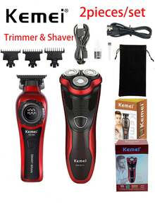 Kemei Electric Hair Clipper + Electric Shaver Set, KM-999 DLC T-Blade Zero Gap Hair Trimmer And 3D Electric Shaver, Wet & Dry For Men, Shave & Head Shave, USB Rechargeable Electric Shaver KM-9013, New Year Men's Personal Care Set - Burgundy - View 15