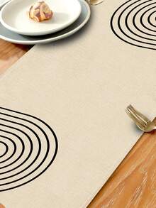1 pezzo Runner da tavolo con stampa geometrica, 4 pezzi Tovagliette con stampa geometrica, adatti per vacanze, feste, compleanni, cene, decorazione di cucina e sala da pranzo, decorazione da tavolo per la casa in tutte le stagioni - Multicolore - Visualizzare 9