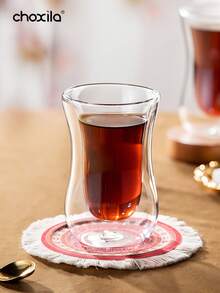 choxila 1个双层玻璃阿拉伯红茶杯 - 郁金香形咖啡杯、花卉茶杯、耐热透明土耳其红茶杯，适合下午茶、咖啡饮用和日常使用 - Cup - 查看 4