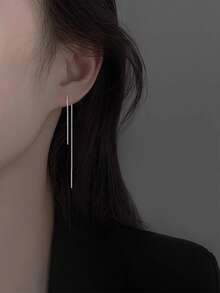 Nooxian 2pcs Tassel Box Chain Earrings For Women, Suitable For Daily Wear - Silver - View 7