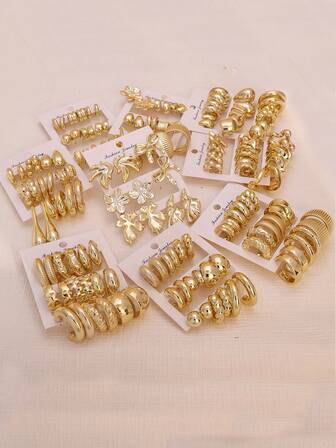 1 set/5 paires/9 paires/10 paires de boucles d'oreilles à clous élégantes et avec motifs géométriques, étoiles, fleurs et nœuds. Ensemble de boucles d'oreilles polyvalent pour femmes, pour un usage casual, en soirée ou en cadeau pour les amis et les anniversaires