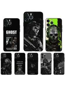 C- COD Funda de Teléfono Ghost Call Of D-Duty Compatible con Apple, 13, 14, 13, 12, 11, XS, XR, X, 8, 7, Pro, Max, Plus, Mini Funda de Silicona Negra, Funda compatible con funda  17 pro max, funda  17 pro, funda  17, funda  16, funda  16 pro max, funda  15 - Z6 - Ver 3