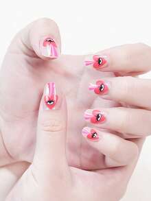 1 Tờ gồm 14 miếng dán móng tay gel tự dính, chống thấm nước và bền lâu, hình dán nghệ thuật móng tay 3D thời trang dành cho phụ nữ, bé gái, các buổi lễ tại nhà, tiệc khiêu vũ, ngày lễ, du lịch, làm móng nhanh, móng tay màu đỏ tía và lấp lánh bạc. - Màu Hồng Tươi - Xem 3