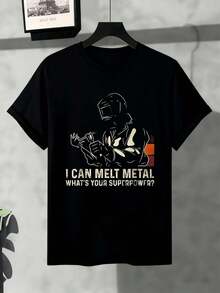 T-shirt << Soudeur, Travail du Métal », 100 % coton, col rond, coupe ample, confortable, imprimé artistique, nouveauté - Noir - Voir 2