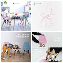 Sillas Infantiles para Nios con Asiento Ergonomico de Plastico y Estructura de Madera Diseo Tipo - Sillas Preescolar Estilo Moderno con Soporte de Acero Set 2 Piezas - rosa - Ver 1
