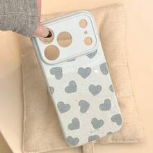 Kavenfort 1pc Minimalist Splash Ink Heart Protective Case Compatible With IPhone 17 Pro Max, 14, Retro Simplistic Niche Design, Soft Full Coverage Case, Gift For Boyfriend/Girlfriend, Holiday Gift - Baby Blue - View 5