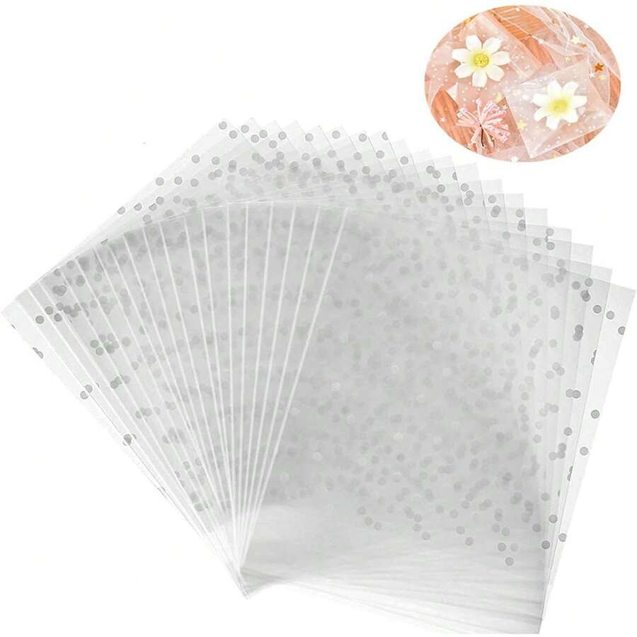 Bolsas para Galletas Bolsas Transparentes de Celofán 200 Unidades Bolsas Autoadhesivas para Galletas Bolsas de Celofán para Tratar Bolsas de Plástico para Pastelería de Lunares Blancos Autoadhesivas para Pastelería Bolsas de Regalo para Fiestas para Regalo de Panadería Galletas Dulces Jabón de Chocolate ( 4 * 6 pulgadas) - 200 - Ver 1