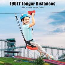160FT Zip Line Kit With Stainless Steel Spring Brake – Corrosion/Rust/Break Resistant Outdoor Zip Line, Ideal For Backyard/Park/Camping/Playground/Party, Fun Outdoor Game For Kids & Adults, Durable Heavy-Duty Zip Line Set - Multicolor - View 1