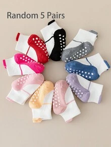 5 Pairs Random Baby Socks, Anti-Slip Grip, Breathable Short Socks, Suitable For Spring & Autumn, Ear-Shaped Socks, Infant Socks - Multicolor - View 8