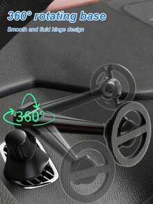 Car Magnetic Phone Holder For Air Vent - Magnetic Mount With 360° Rotation, Shockproof Metal Hook & EVA Adhesive, One-Click Installation, No Obstruction To Vent Or View, Universal Fit For 4.7-8 Inch Phones,Magnetic Phone Holder For Side Window Air Vent - Black - View 4