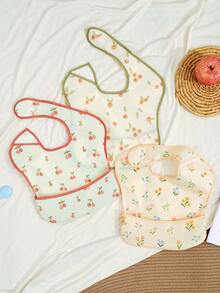 3PCS Waterproof Baby Bibs For Eating - Lightweight Baby Bib With Food Catcher, Mess Proof Toddler Bibs - Multicolor - View 6