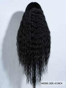 42英寸超长合成蕾丝前假发，波浪卷发，黑金渐变蓝，长卷曲，蓬松波浪，130%密度，女士款 - 彩色 - 查看 4