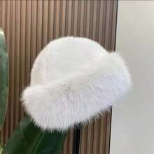 1pc Winter Chic Fluffy Beanie Hat Women - Soft, Plush, And Insulating With Ear - Lightweight, Stretchy, And Breathable Polyester Fabric - Washable And Easy Care - Multicolor - View 4
