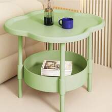 1 pezzo Comodino moderno minimalista di colore crema con bordo a quadrifoglio, mobile da comodino a forma floreale creativa, con superficie curva per uso domestico - Multicolore - Visualizzare 10