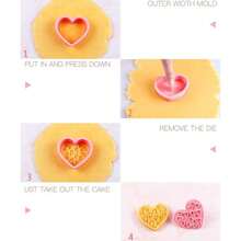 10件套可爱情人节饼干模具，粉色塑料心形饼干印章，烘焙爱好者饼干模具套装，烘焙厨房工具 - 彩色 - 查看 10