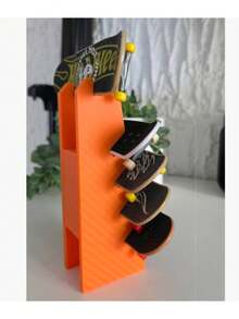 5-Slot Fingerboard Display Rack - Fashionable And Sturdy Display Rack To Organize And Showcase Your Fingerboard Collection (Fingerboards Not Included) - Orange - View 10