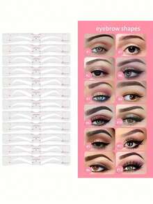 12pcs Eyebrow Shaping Kit, Includes Reusable Templates And Elastic Bands - Quick 3-Minute Perfect Eyebrow Makeup Tool, Headband-Style Silicone Connected Eyebrow Stencil Set For Beginners, Reusable Silicone Eyebrow Shaping Template Kit - Multicolor - View 3