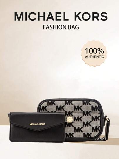 Michael Kors Maisie - Bolso bandolera pequeño 2 en 1 para cámara, para mujer, con bolsillo extraíble para tarjetas, informal, con cremallera, para el día a día y correa de lona ajustable