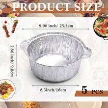Bộ 5/10 khay nướng tròn dùng một lần bằng giấy bạc nhôm có nắp, trọng lượng 33,8oz, dụng cụ nấu nướng nhỏ gọn, nhẹ, lý tưởng cho cắm trại, du lịch, nướng bánh, nấu nướng, hộp đựng bằng giấy bạc nhôm chống rò rỉ, sử dụng ngoài trời, tiệc tùng và ngày lễ, đồ dùng cần thiết cho tiệc nướng BBQ. - Nhiều màu - Xem 5