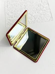 Armani 极简主义纯色便携式标志性红色粉饼镜 - 紅色 - 查看 10