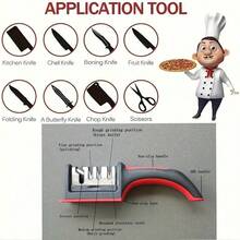 Kitchen Multifunctional Knife Sharpener - Tungsten Steel & Ceramic Grinding Stones For Coarse/Fine Sharpening Of Knives & Scissors - Đỏ - Xem 4