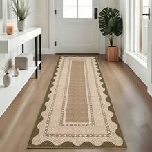 Kitchen Bordered Home Decor Geometry Area Rug Soft Low Pile Non Slip Carpet Stain Resistant Floorcover Washable Thin Non Shedding Entrance Runner Rug Modern Easy To Clean Printed Mat Throw Rug For Laundry Living Room Hallway Bathroom Bedroom Dinning Room - 亞麻布 - 查看 2