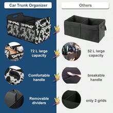 Car Trunk OrganizerCar Storage Organizer With 72L Large Capacity Waterproof Collapsible And 11 Pockets Trunk Organizer For Car Suv//Sedan Large Size Cow Print - Cowprint - View 3