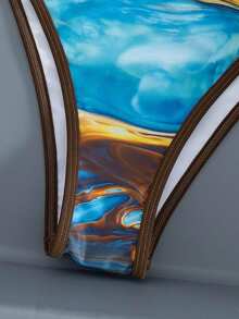 新款串珠露背系带印花比基尼套装，性感迷人，适合海滩、度假、派对等场合。 - 彩色 - 查看 6