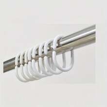 C-Shaped Shower Curtain Plastic Hooks, Curtain Rings, Thickened Sturdy Grommets, Bathroom Toilet Accessories - White - View 2