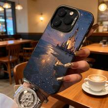 Funda para teléfono Diseño de reflejo de mar al atardecer en el castillo blanco para iPhone 14 13 12 Pro Max  Galaxy S23 S22 S21 Elección de regalo ideal para todas las estaciones - Negro - Ver 2
