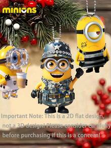 1 Stück/3 Stück Minions 2D Acryl Anhänger, süßer Cartoon Schlüsselanhänger, kreative Anhänger Dekoration, Weihnachtsbaum Ornamente, Tasche Anhänger, Party Geschenk, Fest Geschenk